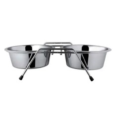 Orijin Ayaklı İkili Krom - Kedi Köpek Mama Kabı 